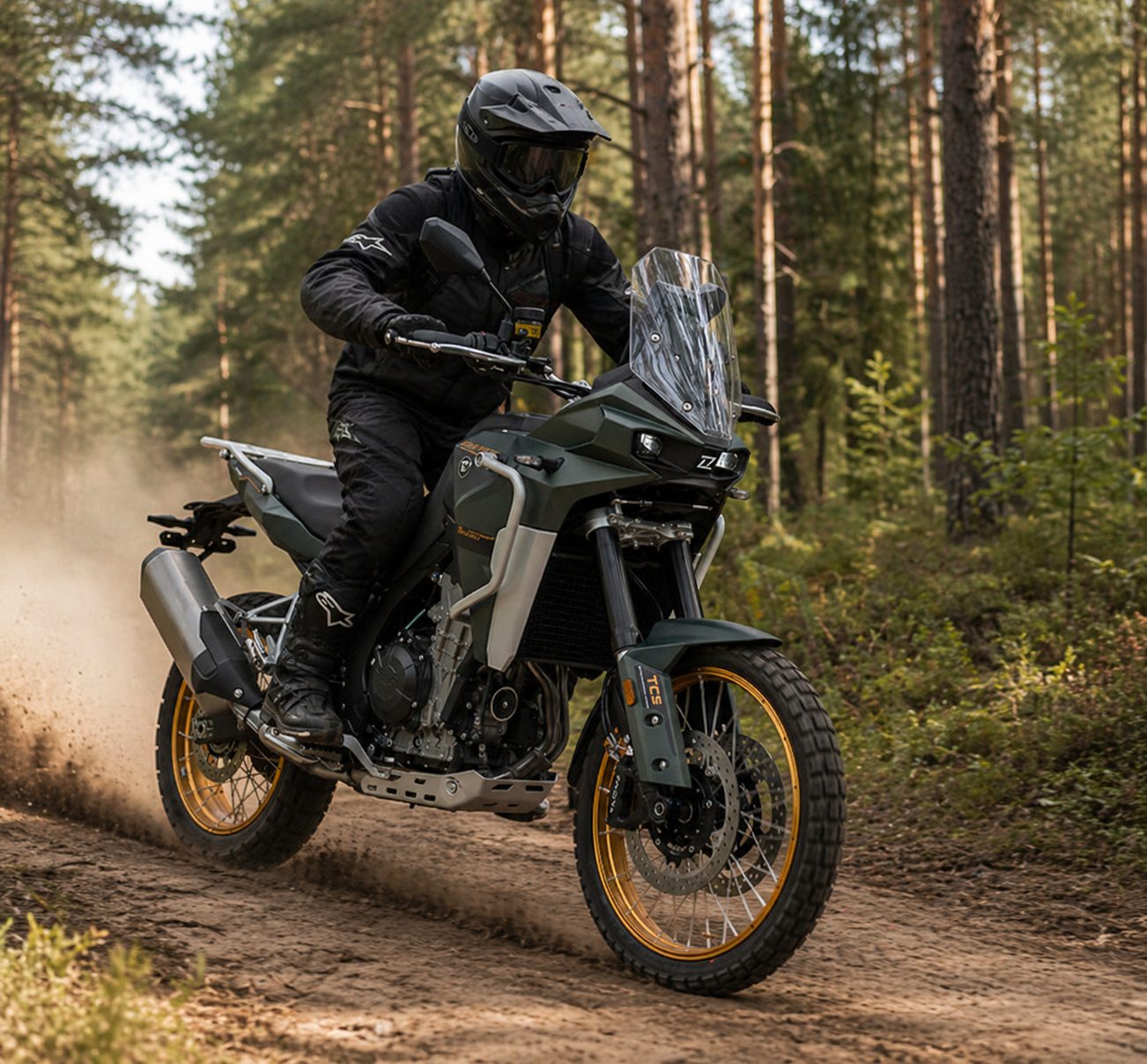 A KOVE 800X on a forest track